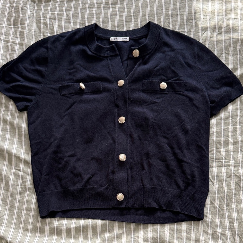 Classic Navy Button-Up Women's Top